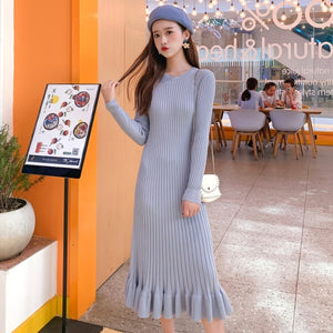 998 Soisansoi Women's Long Sleeve Fishtail Long Sweater Dress