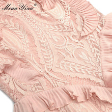 Load image into Gallery viewer, 776 MoaaYina Fashion Designer Lace Patchwork Sleeveless Ruffles Long Dress