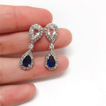 Load image into Gallery viewer, 914 Ranssi Sterling Silver 925 Water Drop Blue Cubic Zirconia Wedding Earrings