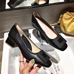 457 FamtiYaa Women's Microfiber Comfort Black Pump Heel Shoes