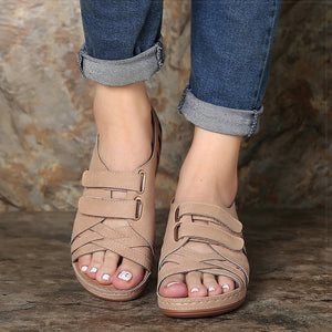 485 FUNMARS.T Women's Soft PU Leather Wedges Heel Sandals