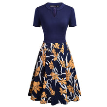 Load image into Gallery viewer, 840 Nice-forever Summer Short Sleeve V-neck Floral Printed A-line Swing Dresses