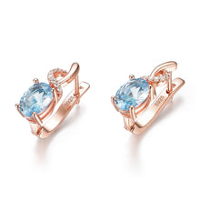 Load image into Gallery viewer, 674 Kuololit Women&#39;s 585 Rose Gold 925 Sterling Silver Topaz Gemstone Clip Earrings