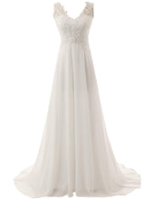 Load image into Gallery viewer, 567 HSDYQ HOME Sleeveless Chiffon Lace Appliques Bridal Gown Wedding Dress
