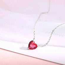 Load image into Gallery viewer, 319 Cellacity 925 Sterling Silver Heart Shape Created Ruby Gemstone Pendant Necklace