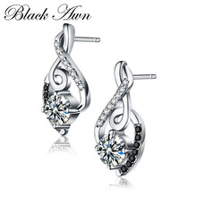 Load image into Gallery viewer, 267 Black Awn 100% Genuine 925 Sterling Silver CZ Vintage Wedding Dangle Earrings