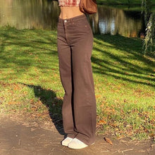 Load image into Gallery viewer, 369 Cute &amp; Psycho Women&#39;s Baggy Brown Loose High Waist Cotton Denim Pants