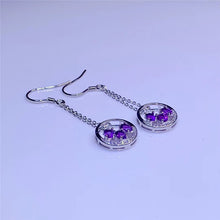 Load image into Gallery viewer, 1116 Weainy S925 Sterling Silver Natural Amethyst Gemstone Long Dangle Earrings