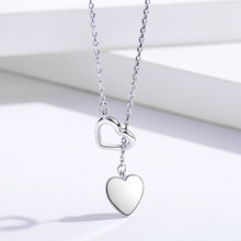 Load image into Gallery viewer, 273 Black Awn High Quality 925 Sterling Silver Double Heart Pendant Necklace