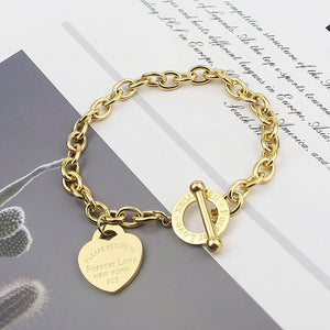 787 Moikama Buckle Design Gold Silver Chain Heart Carte Stainless Steel Bracelet