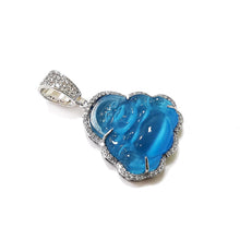 Load image into Gallery viewer, 276 Blue Buddha Pendant AAA Cubic Zirconia Pendant Necklace With Tennis Chain