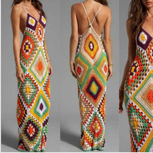 Load image into Gallery viewer, 583 Iasky Handmade Crochet Colorful Beach Sleeveless V-Neck Long Dress Cove-Up