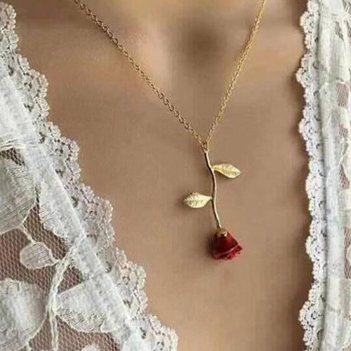 1212 Women's Vintage Style Rose Necklace Pendant