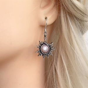 277 Bohemia Sun and Moon Earrings Silver Color Crystal Drop Earrings