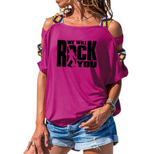 Load image into Gallery viewer, 261 Bitter Coffee We Will Rock You Women&#39;s Queen Rock Band Hollow Out Tops