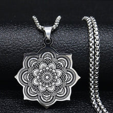 Load image into Gallery viewer, 157 Afawa Women&#39;s Flower of Life Stainless Steel Statement Pendant Necklace