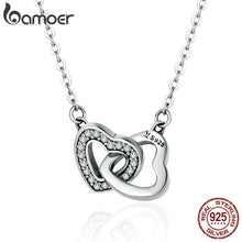 Load image into Gallery viewer, 225 BAMOER Valentine Day Gift 925 Sterling Silver Connected Hearts Pendant Necklace