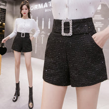 Load image into Gallery viewer, 1223 Xinliangyi Women&#39;s Tweed Sequins Wide Belt High Waist Wide Leg Shorts