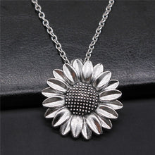 Load image into Gallery viewer, 189 Antique Style Silver Color Flower Sunflower Lotus Rose Pendant Necklace