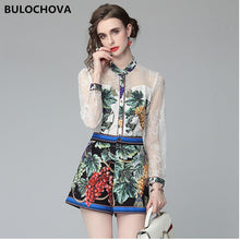 Load image into Gallery viewer, 288 BULOCHOVA High Quality Women&#39;s Pant Suits Lace Patchwork Shorts Tops