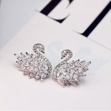 Load image into Gallery viewer, 452 Exquisite High Quality Crystal Black Swan Vintage Style Stud Earrings