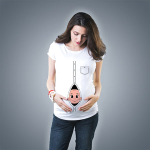 373 Cute Pregnant Maternity Short Sleeve Graphic T-Shirt