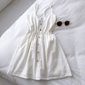 1151 Women's Halter V-Neck Sleeveless A-Line Cotton Dresses One Size