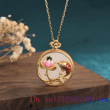 Load image into Gallery viewer, 871 OIMG Jade Lotus Amulet Natural Pendant Chalcedony CZ Pendant Necklace