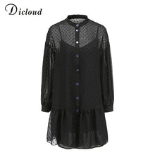 Load image into Gallery viewer, 395 DICLOUD Elegant Black Dot Puff Long Sleeve Mini Dress