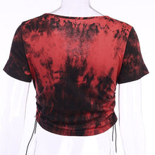 Load image into Gallery viewer, 597 InstaHot Tie Dye Women&#39;s Gothic Short Sleeve Crop T-shirt