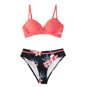 368 CUPSHE Padded Molded Cup Adjustable Floral Wrap Bikini Set Two Pieces Swimsuit