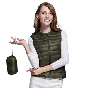 1191 Women's Sleeveless Duck Down Puffer Vest Short Jacket Plus