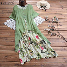 Load image into Gallery viewer, 1268 ZANZEA Women&#39;s Summer Vintage Style Short Sleeve Floral Print Dress Plus