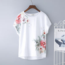 Load image into Gallery viewer, 1197 Women&#39;s Summer Cotton Loose Short Batwing Sleeve Butterfly T-shirt Plus