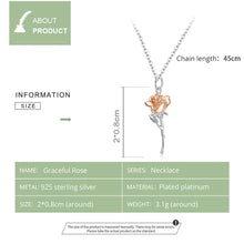 Load image into Gallery viewer, 223 Bamoer Sterling Silver 925 Platinum Plated Graceful Rose Pendant Necklace