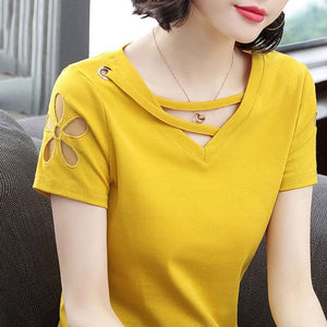 1174 Women's Pullover Short Sleeve O-neck Patchwork T-Shirts Tops Plus
