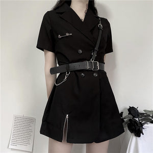 274 Black Gothic Women's Vintage Style Long Sleeve Mini Dress