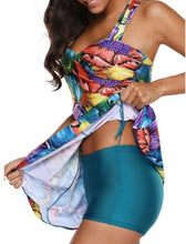 Load image into Gallery viewer, 1148 Women&#39;s Floral Tankini Padded High Waist Swim Dress 2 Pieces Swimsuits