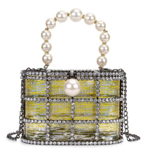 Load image into Gallery viewer, 445 ENJOININ High Quality Openwork Basket Design Faux Diamonds Pearls Handbags