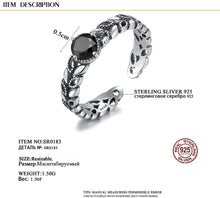 Load image into Gallery viewer, 380 CZ City Real Sterling Silver Open Rings Unique Hollow Leaves Design Cuff Ring
