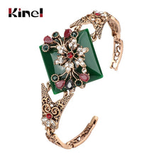 Load image into Gallery viewer, 658 Kinel Green Women&#39;s Vintage Antique Style Gold Color Turkish Bracelets