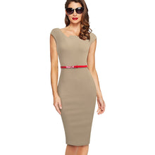 Load image into Gallery viewer, 846 Nice-Forever Women&#39;s Elegant Sleeveless Work Office Belted Pencil Dresses