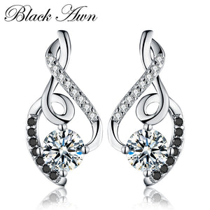267 Black Awn 100% Genuine 925 Sterling Silver CZ Vintage Wedding Dangle Earrings