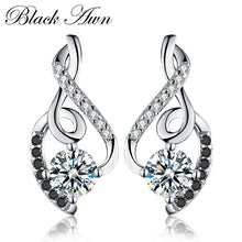 Load image into Gallery viewer, 267 Black Awn 100% Genuine 925 Sterling Silver CZ Vintage Wedding Dangle Earrings