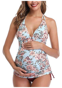 958 seafanny Women's Maternity Tankini Halter Floral Print Swimsuit