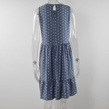 Load image into Gallery viewer, 722 Lossky Women Summer Polka Dot Chiffon Sleeveless A-Line Beach Mini Dress Plus