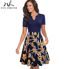 Load image into Gallery viewer, 840 Nice-forever Summer Short Sleeve V-neck Floral Printed A-line Swing Dresses