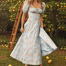 Load image into Gallery viewer, 798 MOSHU Women&#39;s Floral Print Dress Puff Short Sleeve Elegant Club Dress Plus