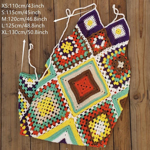 583 Iasky Handmade Crochet Colorful Beach Sleeveless V-Neck Long Dress Cove-Up