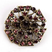 Load image into Gallery viewer, 1117 WEIMANJINGDIAN Vintage Style Gold Color Rhinestones Flower Antique Brooch